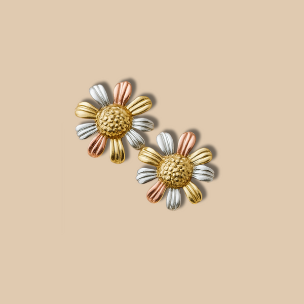 Radiant Blossom Rose Gold Flower Earrings for Women – Waterproof & Anti-Tarnish