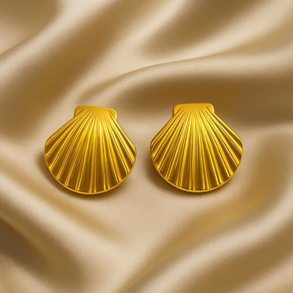 Gold plated seashell earrings for women – waterproof & anti tarnish studs