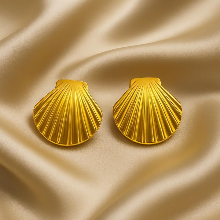 Gold plated seashell earrings for women – waterproof & anti tarnish studs