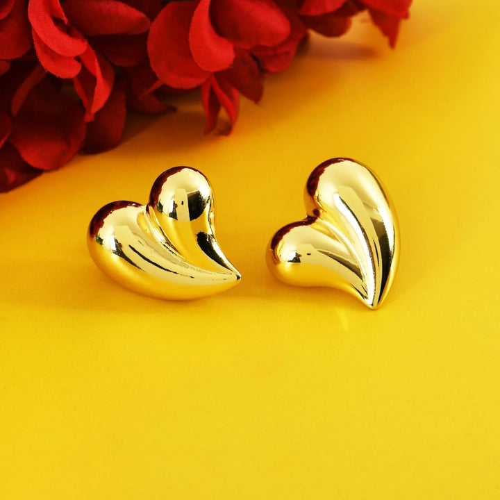 Heart shape gold earrings for women – waterproof & anti tarnish design