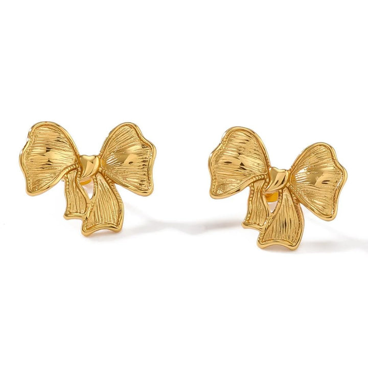 Premium gold bow design stud earrings for women – elegant & long-lasting