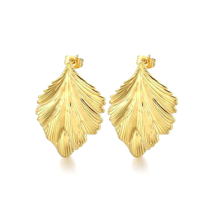 Buy anti tarnish gold leaf earrings – shop waterproof stainless steel studs