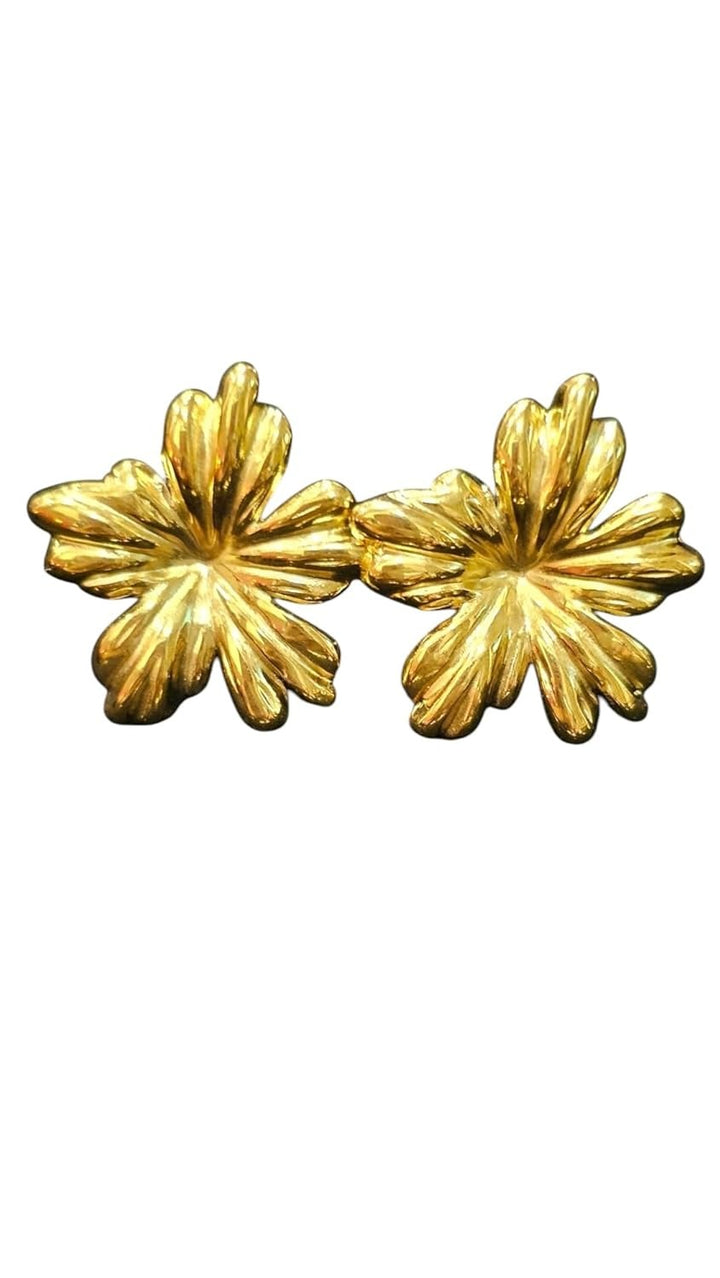 Buy elegant gold-tone floral stud earrings for women, perfect modern jewelry choice
