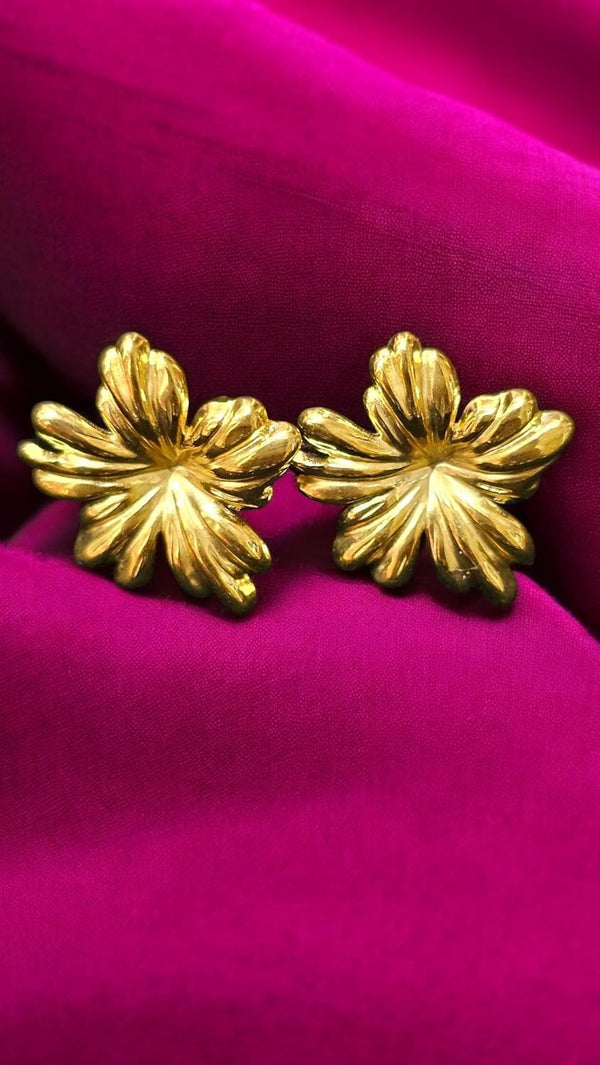 Shop gold-tone floral stud earrings for women, waterproof & anti tarnish design