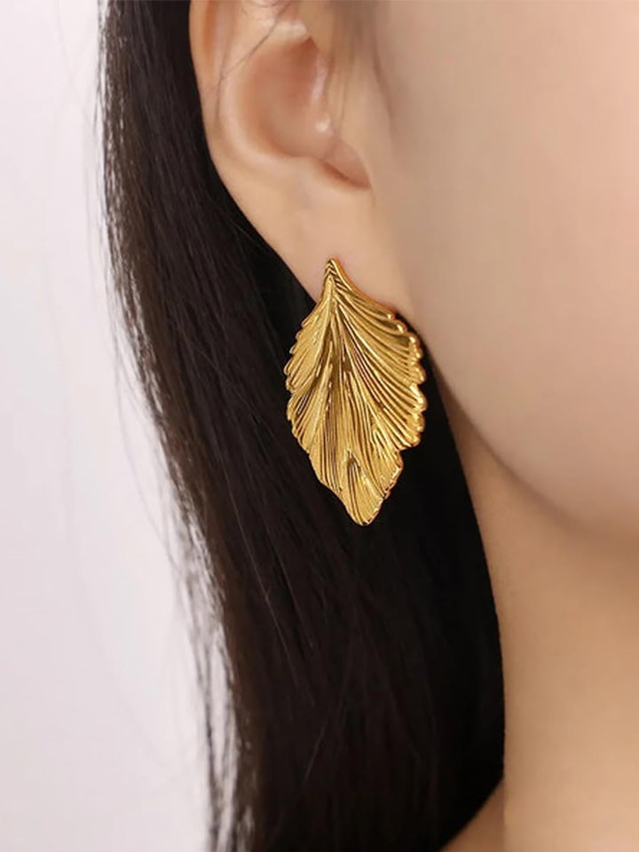Shop waterproof gold leaf earrings for women – buy anti tarnish stainless steel

