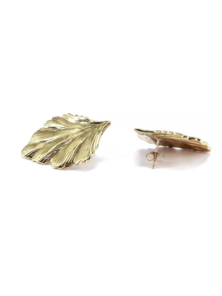 Shop stainless steel leaf stud earrings for women – buy modern gold jewelry
