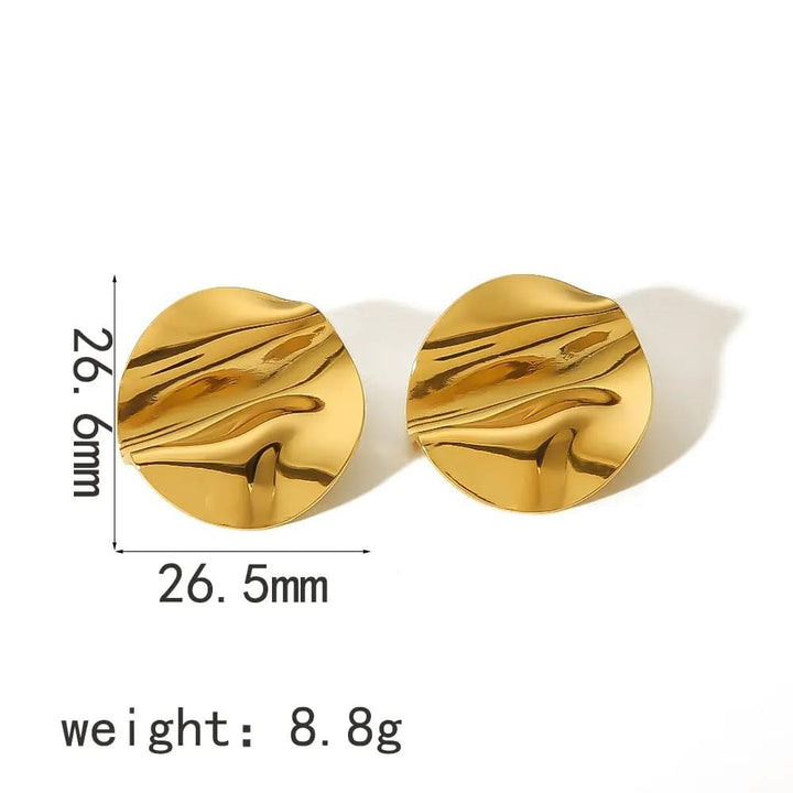 Shop lightweight waterproof wavy gold disc earrings for women’s style