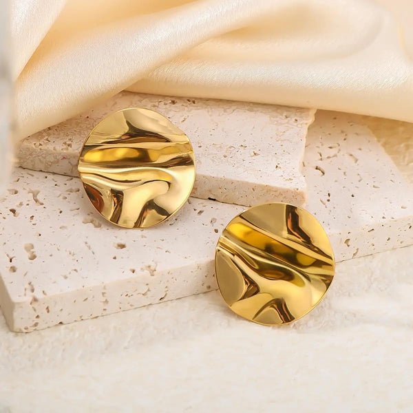 Buy wavy gold disc earrings for women – waterproof & anti tarnish jewelry
